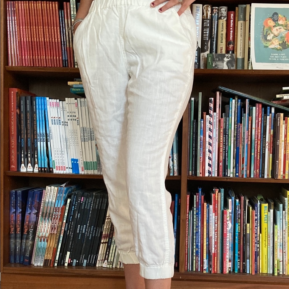 J. Crew White Linen Jogger Pants